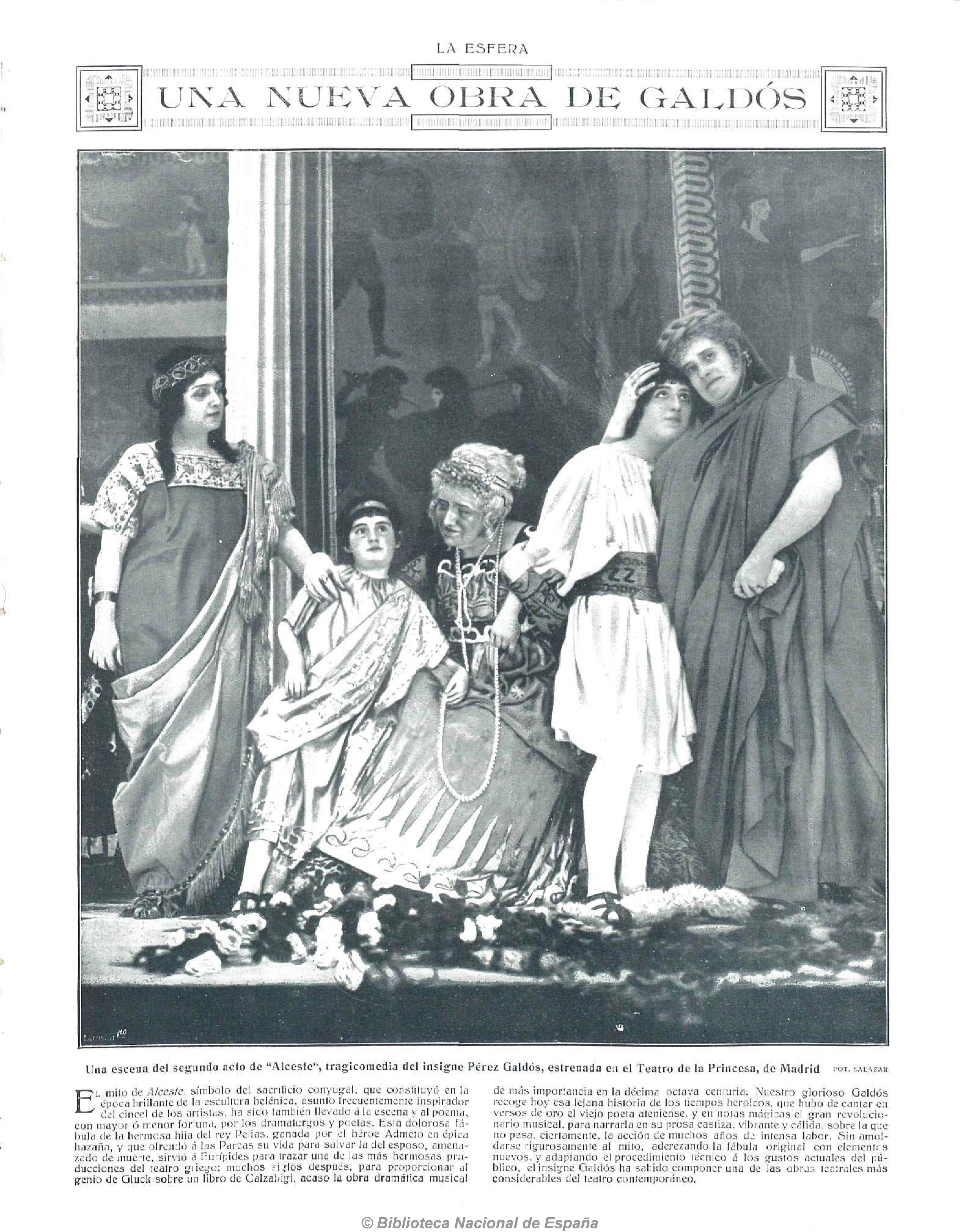 (C)BNE. Reproducción de La Esfera dando cuenta del estreno de Alceste. La Esfera (Madrid. 1914)