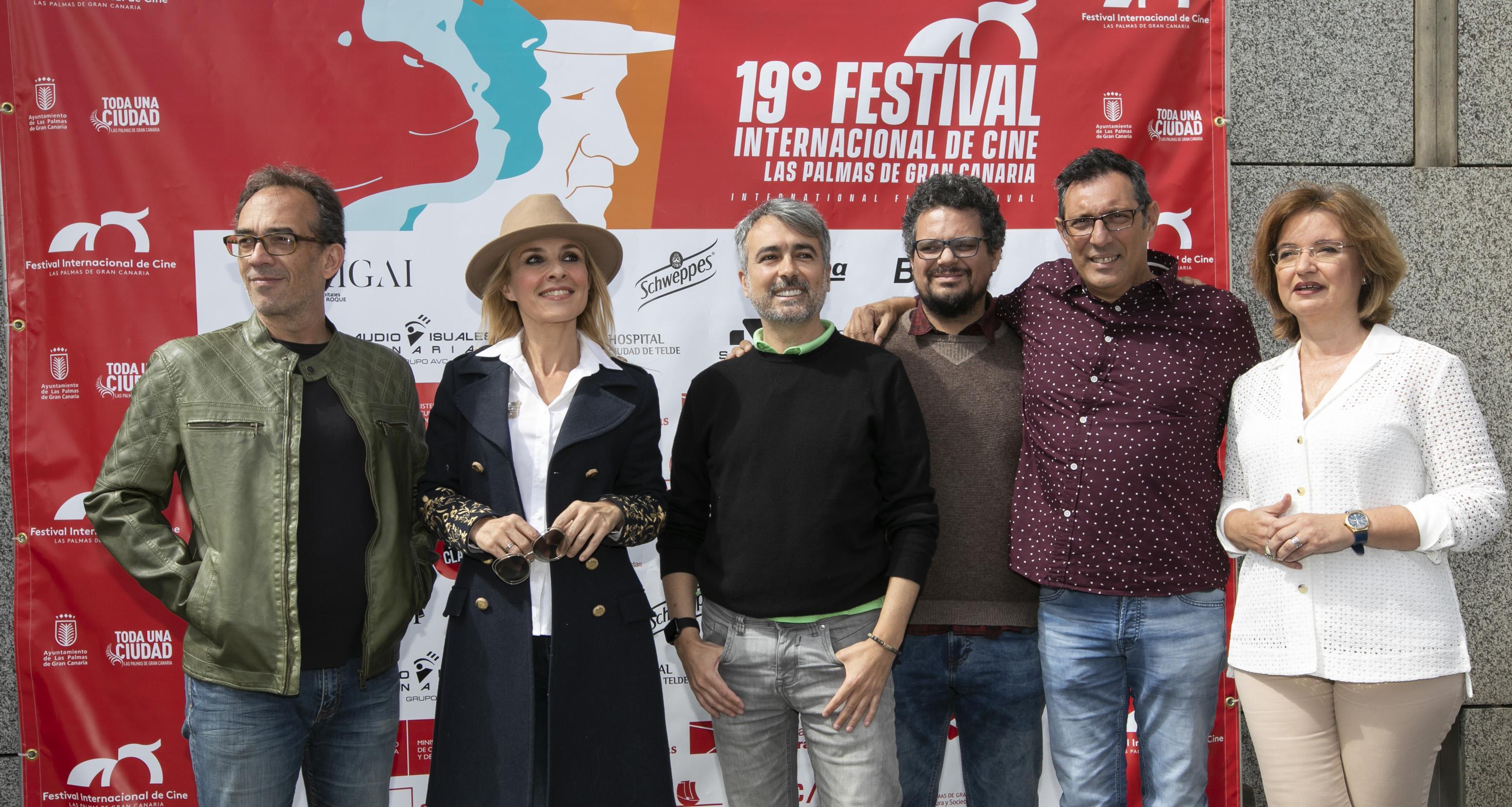 21.03.19. Las Palmas de Gran Canaria. 19º Festival Internacional de Cine de Las Palmas de Gran Canaria. Rueda de prensa Acto de Inauguración. Luis Miranda, Cayetana Guillén Cuervo, Rafael Rodríguez y José Luis Masso (2RC Teatro). Teatro Pérez Galdós. Foto Quique Curbelo