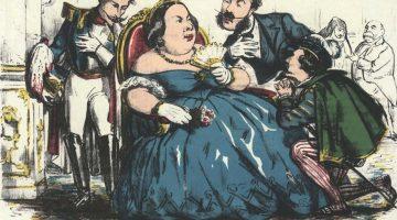 Isabel II en una viñeta de una revista de 1869