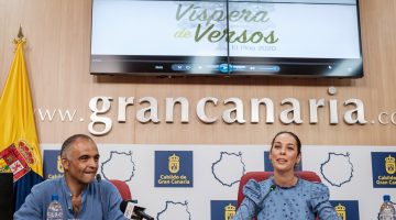 LAS PALMAS DE GRAN CANARIA (Canarias). 11/08/2020.- Rueda de prensa realizada para presentar los videos y audios de las "Vísperas de versos. El Pino 2020", en la que participaron la Consejera de Cultura, Guacimara Medina; el versador Yeray Rodríguez y reepresentantes de las empresas colaboradoras en la iniciativa. ©Ángel Medina G./Cabildo de Gran Canaria