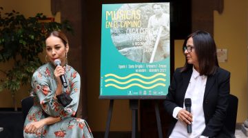 Guacimaar Medina y Olga Cerpa en la presentación de la iniciativa 'Músicas en el camino'