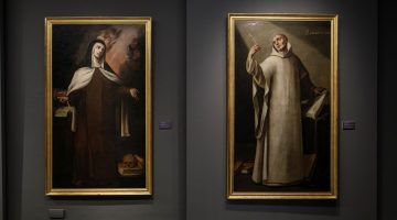 Las dos obras de la imágen, en depósito, están atribuidas a Bartolomé Esteban Murillo o a su taller