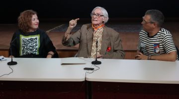 Ángeles Alemán, Pepe Dámaso y Quino Falero durante el encuentro celebrado en CCA Gran Canaria